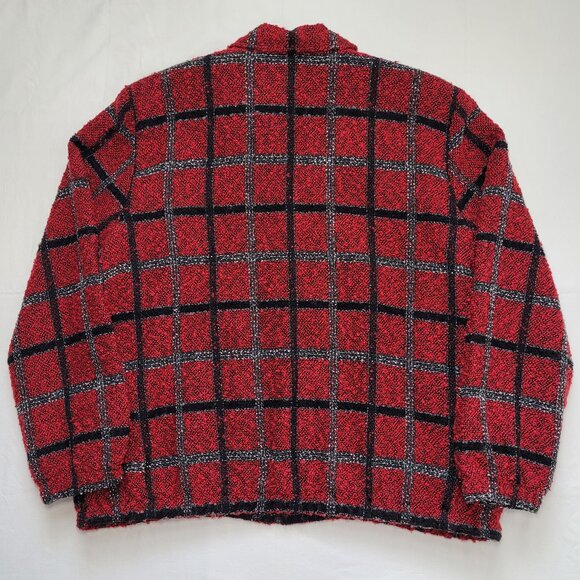 Alfred Dunner Jacket Red and Black Plaid Vintage Zip Fuzzy 18 Cottagecore Preppy - Picture 10 of 12
